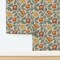 Autumn Green Red Orange Traditional Botanical Historical Earth Tones Arts And Crafts Custom Pre-pasted Wallpaper by Spoonflower Pre-Pasted Wallpaper 2FT Wide